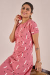 Sweet Moon Knit Cotton Mid Length Nightdress - Sunset Coral — thumbnail 5